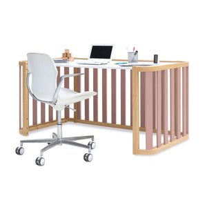 Cuna-cama-escritorio 70x140 cm (3en1) madera/rosa · Crea Plus Dos · Alondra