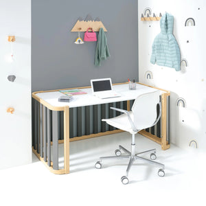 Cuna-cama-escritorio 70x140 cm (3en1) madera/gris · Crea Plus Dos · Alondra