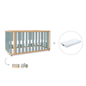 Cuna-cama-escritorio 70x140 cm (3en1) madera/verde · Crea Plus Dos · Alondra