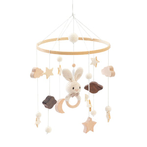 Móvil musical de madera curvado para cuna bebé Alondra