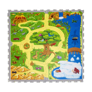 Alfombra puzzle Dinosaurios 120x120 Hakunna Matte