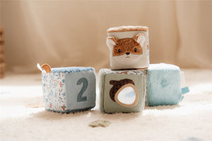4 Cubos apilables blanditos Forest Friends Little Dutch