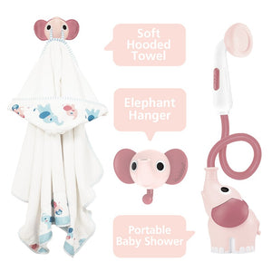 Set de baño con ducha elefante y capa Yookidoo