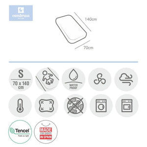 Bajera Ajustable Impermeable TENCEL® Cuna 70×140×19 cm Cambrass