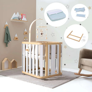 Minicuna de colecho ovalada + colchón 55x70 cm (madera/blanco) · Crea Plus Uno · Alondra
