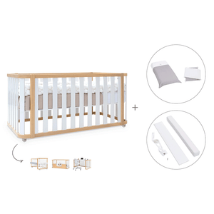 Cuna-cama-escritorio 70x140 cm (3en1) madera/blanco · Crea Plus Dos · Alondra