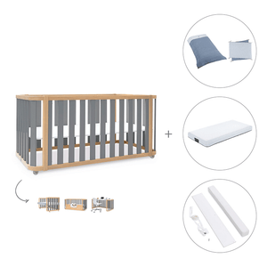 Cuna-cama-escritorio 70x140 cm (3en1) madera/gris · Crea Plus Dos · Alondra