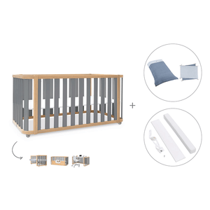 Cuna-cama-escritorio 70x140 cm (3en1) madera/gris · Crea Plus Dos · Alondra