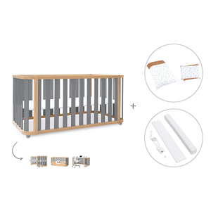 Cuna-cama-escritorio 70x140 cm (3en1) madera/gris · Crea Plus Dos · Alondra