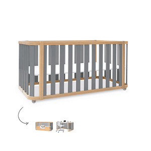 Cuna-cama-escritorio 70x140 cm (3en1) madera/gris · Crea Plus Dos · Alondra