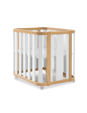 Minicuna Alondra Crea Plus Uno madera blanco + Colchón + Textiles (Producto Exposición)