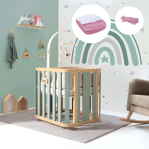 Minicuna de colecho ovalada + colchón 55x70 cm (madera/verde) · Crea Plus Uno · Alondra