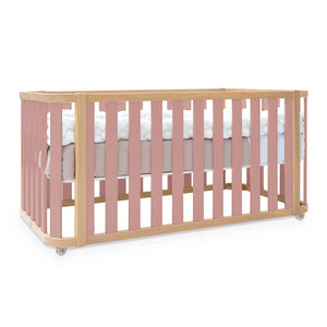 Minicuna-cuna-cama-escritorio (4en1) madera/rosa · Crea Plus Tres · Alondra