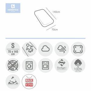 Sábana bajera blanca para cuna 70x140x19 cm Cambrass