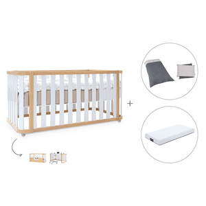 Cuna-cama-escritorio 70x140 cm (3en1) madera/blanco · Crea Plus Dos · Alondra