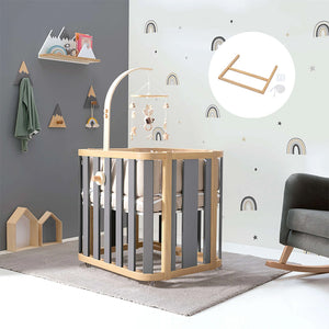Minicuna de colecho ovalada + colchón 55x70 cm (madera/gris) · Crea Plus Uno · Petit Abú