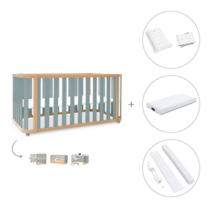 Cuna-cama-escritorio 70x140 cm (3en1) madera/verde · Crea Plus Dos · Alondra