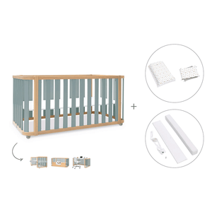 Cuna-cama-escritorio 70x140 cm (3en1) madera/verde · Crea Plus Dos · Alondra