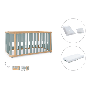 Cuna-cama-escritorio 70x140 cm (3en1) madera/verde · Crea Plus Dos · Alondra