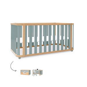 Cuna-cama-escritorio 70x140 cm (3en1) madera/verde · Crea Plus Dos · Alondra