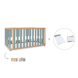 Cuna-cama-escritorio 70x140 cm (3en1) madera/verde · Crea Plus Dos · Alondra