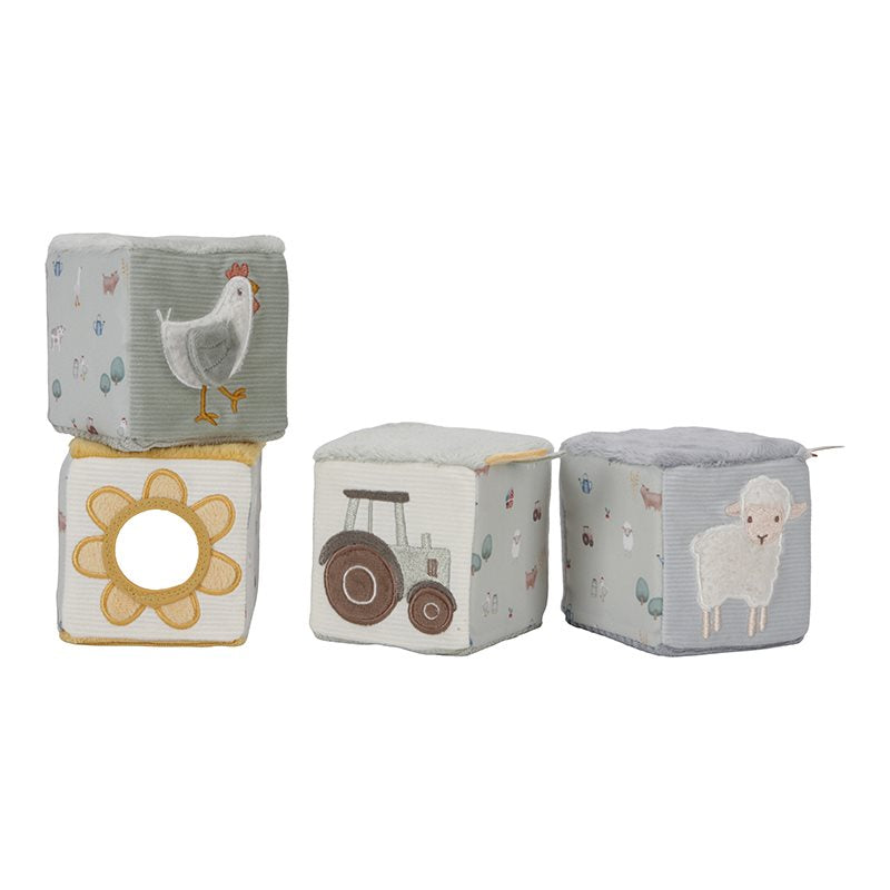 4 Cubos apilables blanditos Little Farm Little Dutch