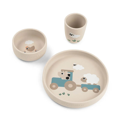 Set de vajilla antideslizante Stick&Stay Tiny farm Done by Deer