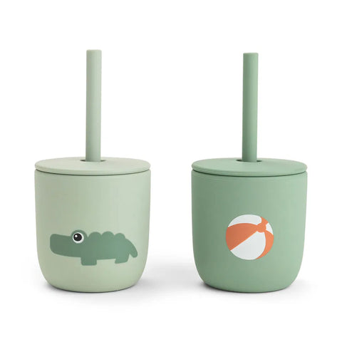 Pack de 2 vasos con pajita de silicona Done by Deer