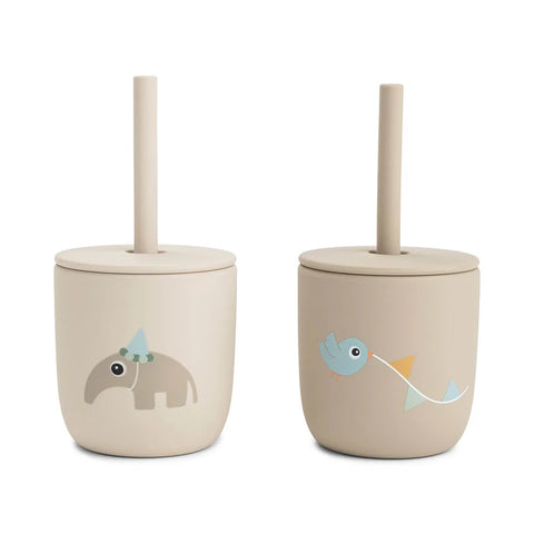 Pack de 2 vasos con pajita de silicona Done by Deer