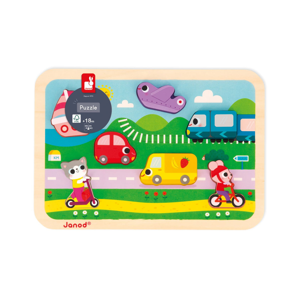 Chunky Puzzle Vehículos 7 piezas Janod