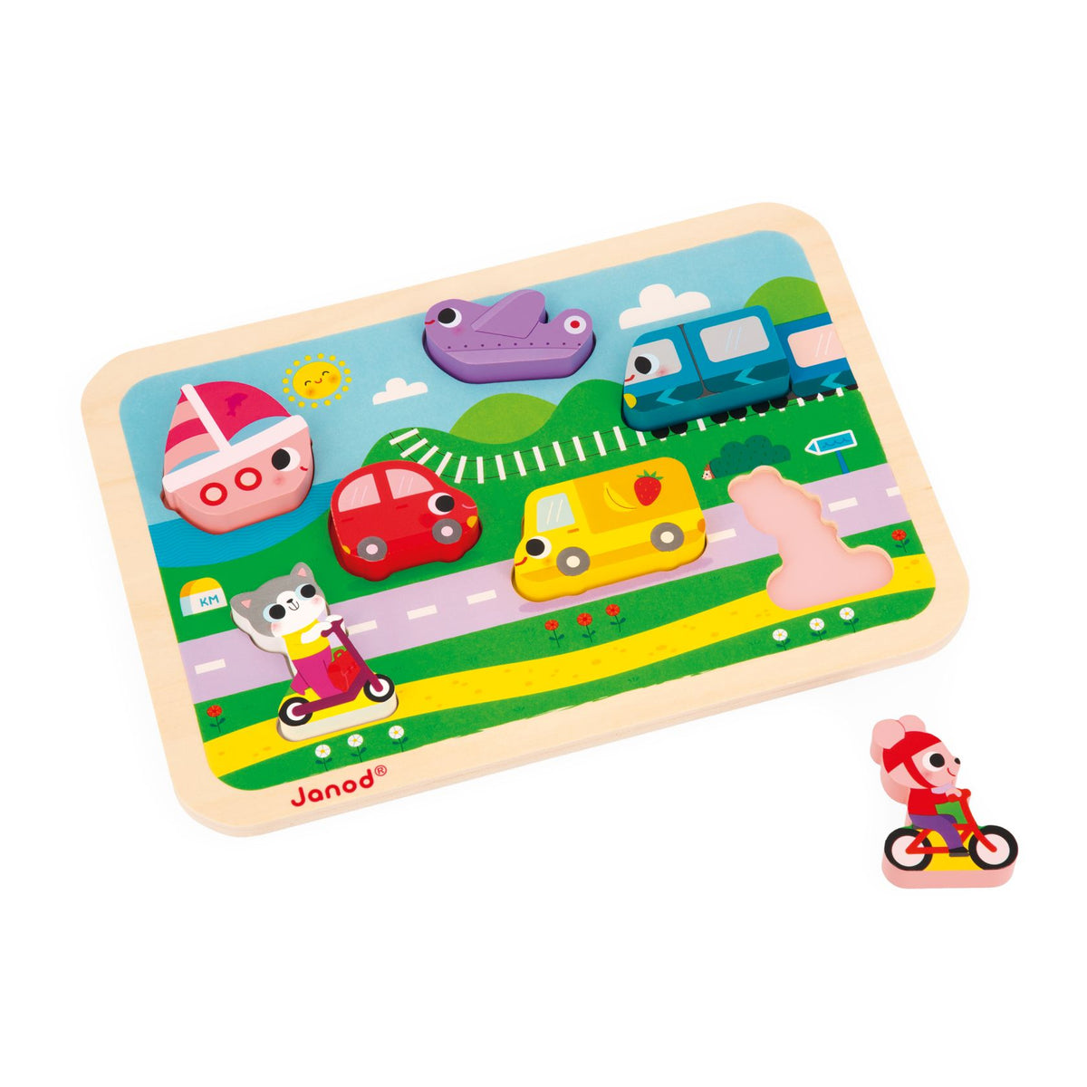 Chunky Puzzle Vehículos 7 piezas Janod