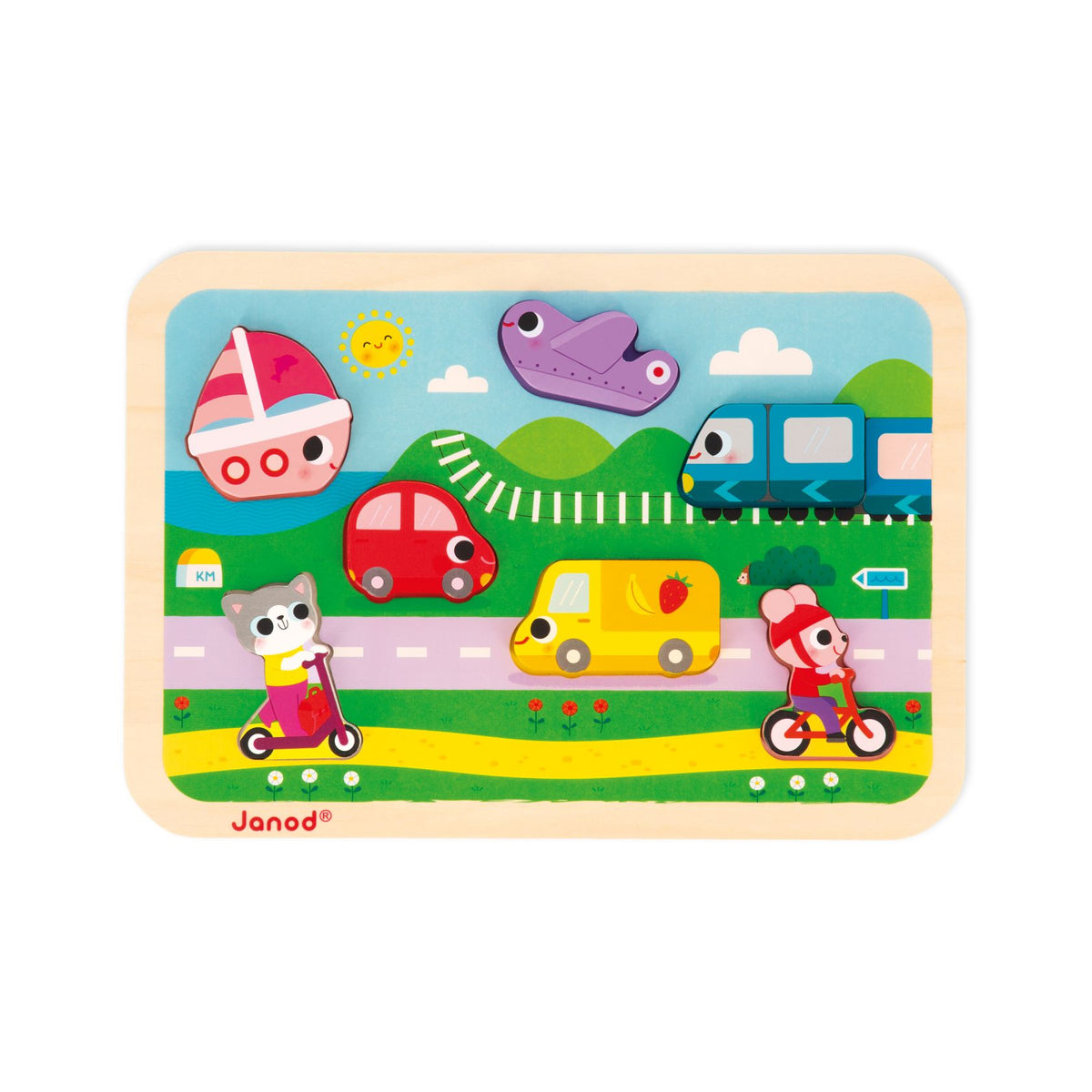 Chunky Puzzle Vehículos 7 piezas Janod