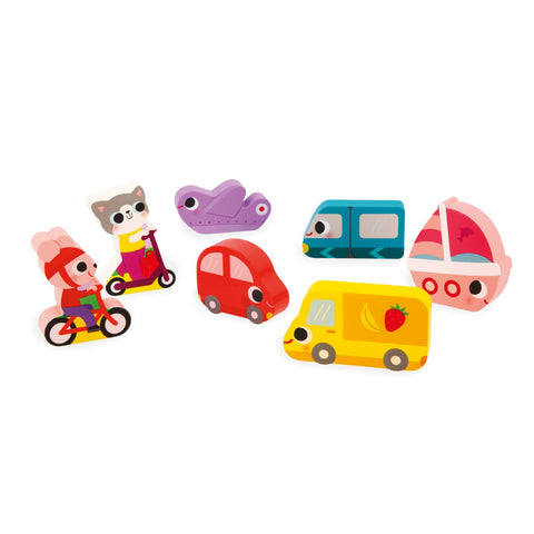 Chunky Puzzle Vehículos 7 piezas Janod