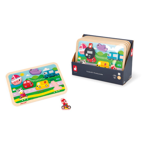 Chunky Puzzle Vehículos 7 piezas Janod