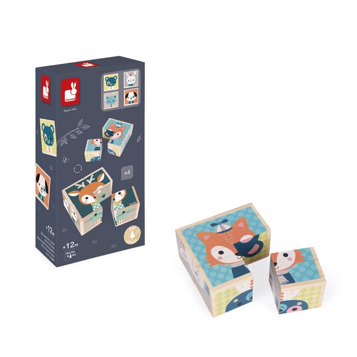 Cubos de animales del bosque 4 piezas Janod