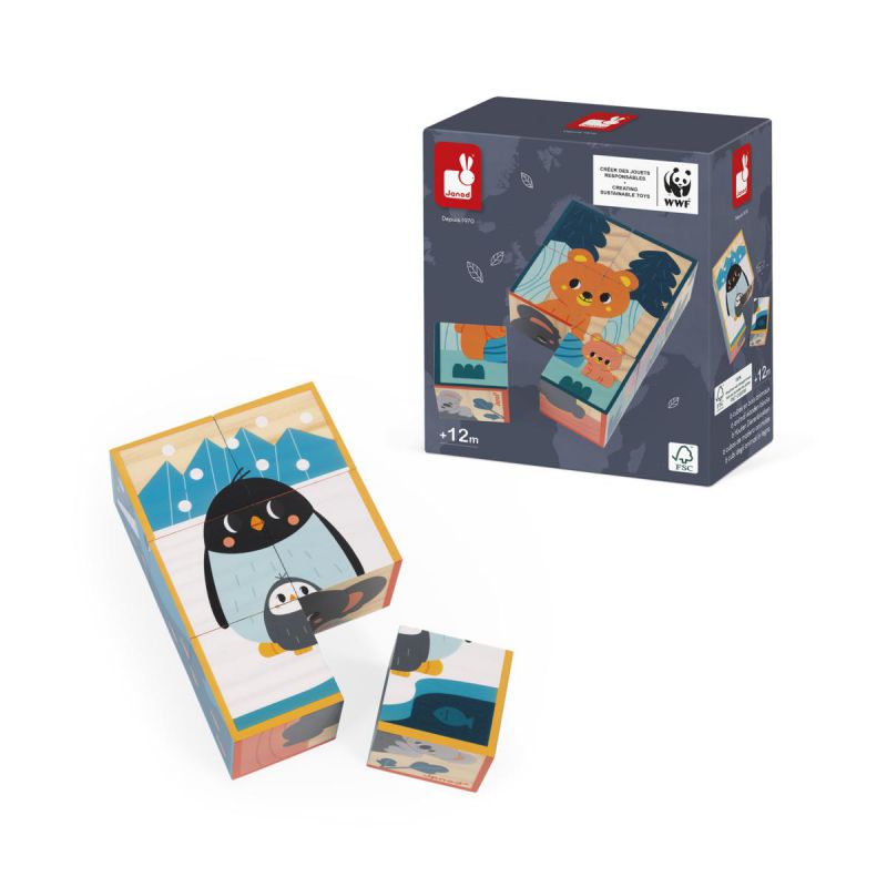 6 Cubos de Madera Animales Janod