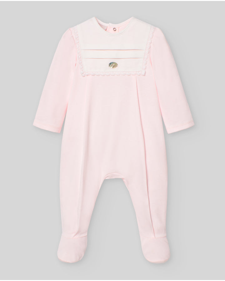 Pelele niña c/pie y pechera "Interlock V25" Paz Rodríguez