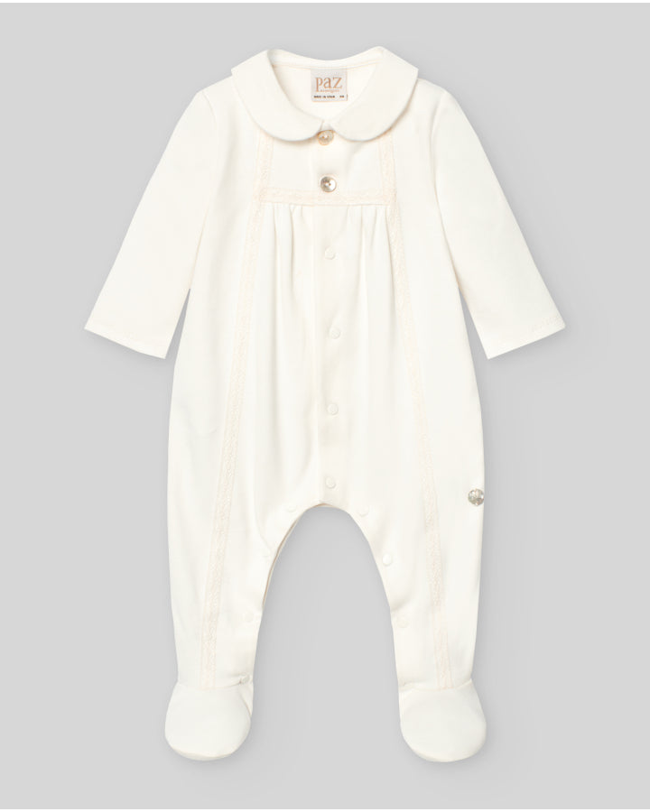 Pelele niño  c/cuello y entredos "Interlock V25" Paz Rodríguez