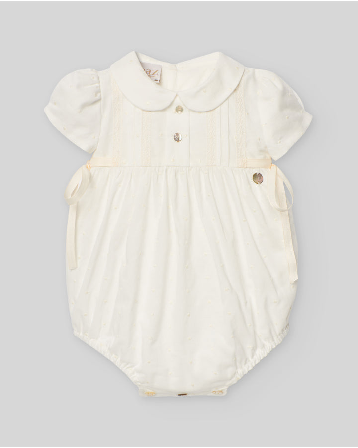 Pelele Tela Bordada Bautizo "Paz V25" Paz Rodríguez