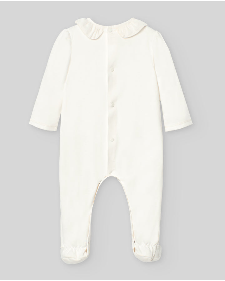 Pelele niña c/cuello y entredos "Interlock V25" Paz Rodríguez