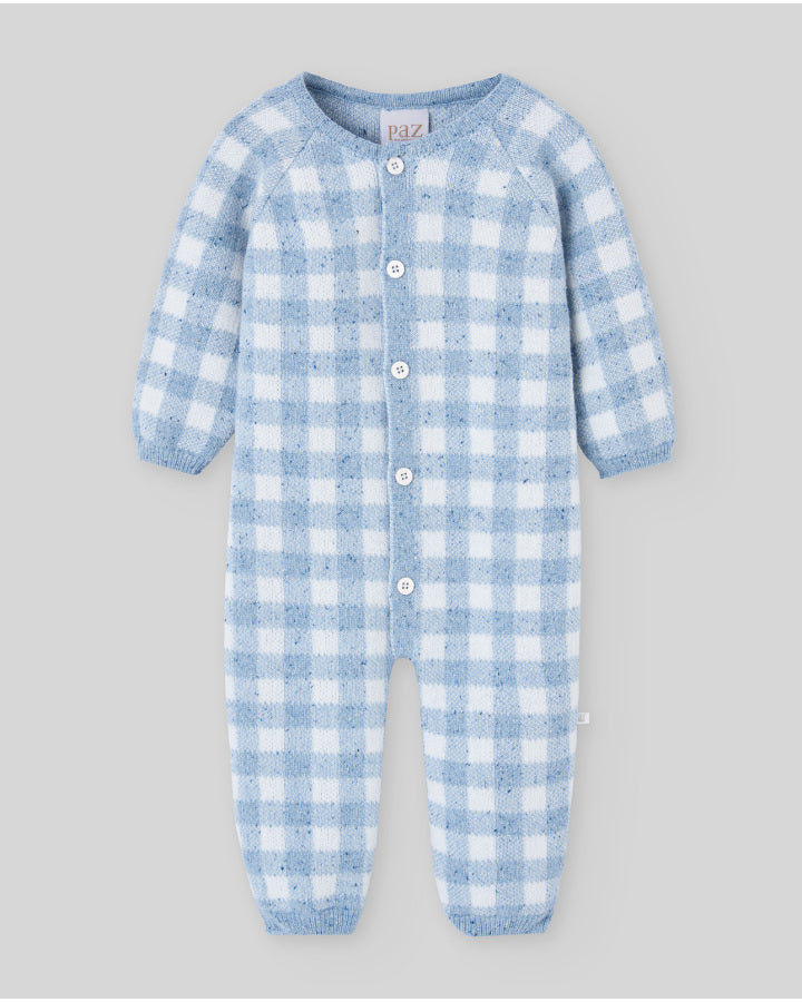 Pelele (niño) s/pie abierto por delante cuadros "DEVA"