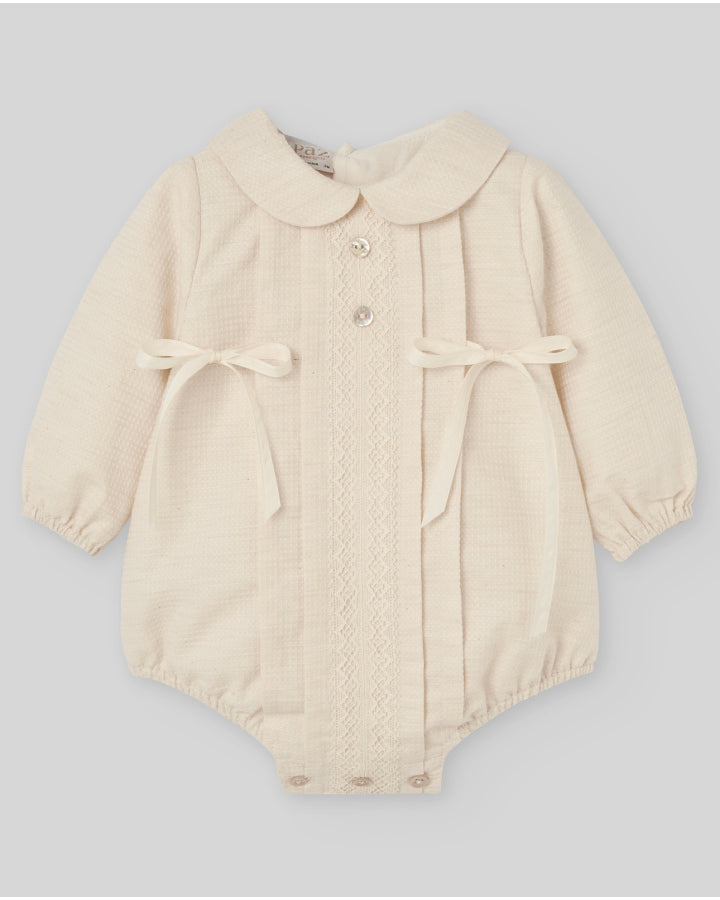 Pelele tela jaquard bautizo "Alegria"