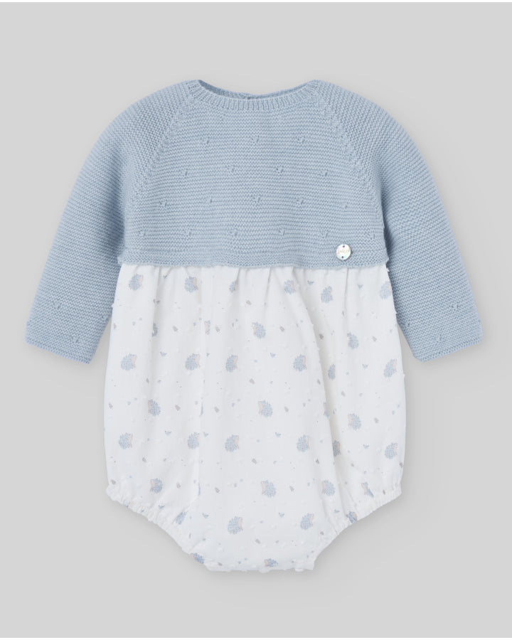 Pelele pto/tela corto plumety estampado "Erizoa"