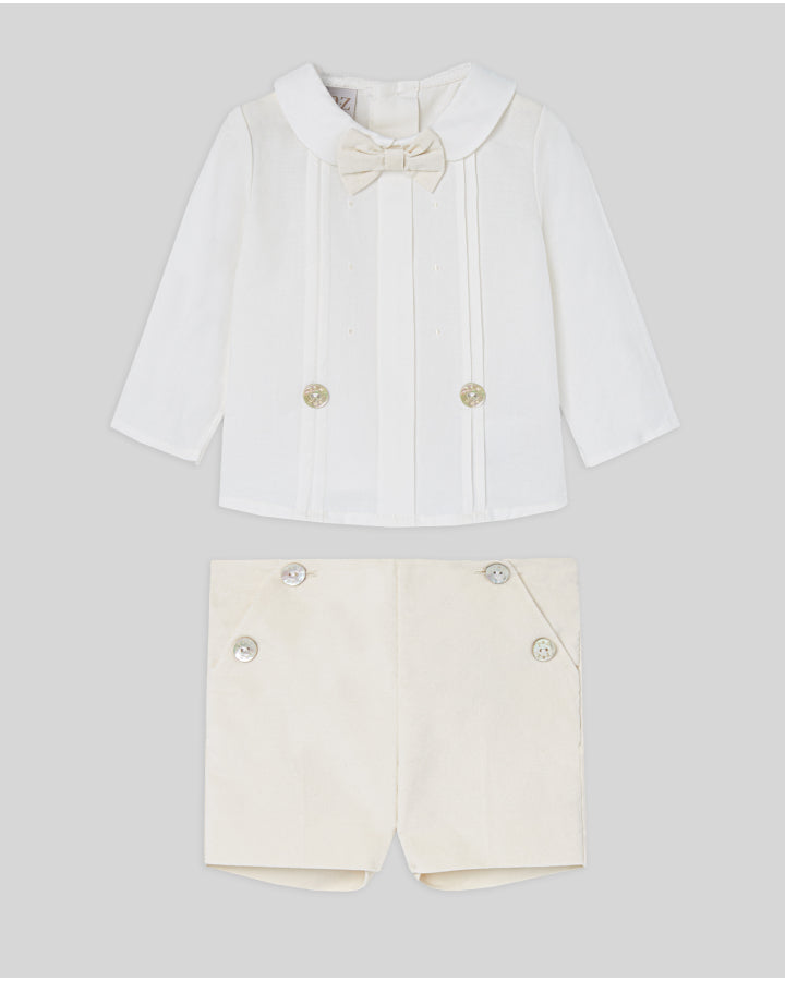 Conjunto (niño) camisa con pajarita y pantalón corto "PAZ OI 25-26"