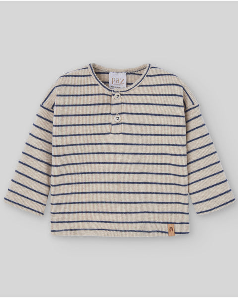 Camiseta (niño) punto circular rayas "NOGAL"