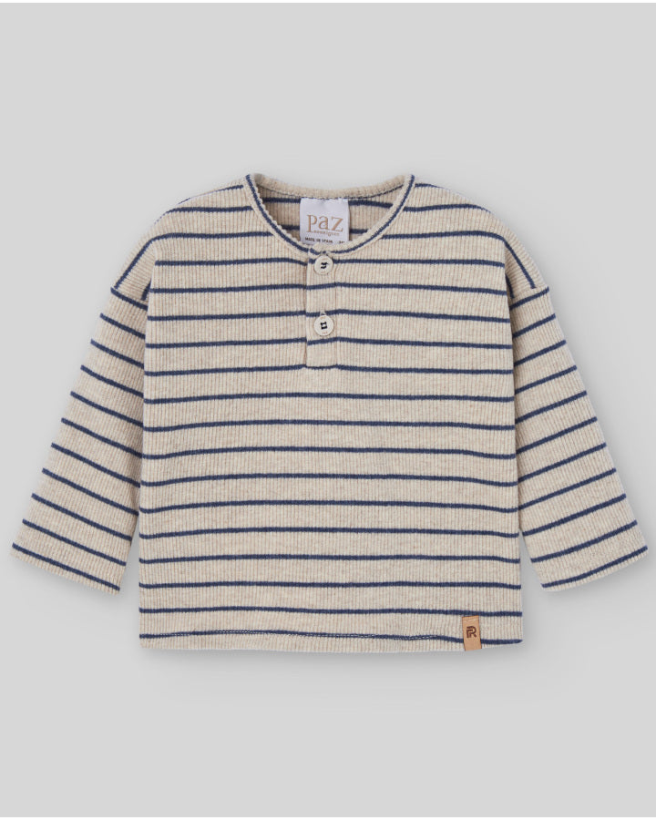 Camiseta (niño) punto circular rayas "NOGAL"