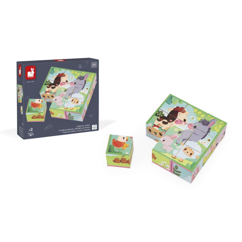 Cubos de cartón Animales de la Granja janod