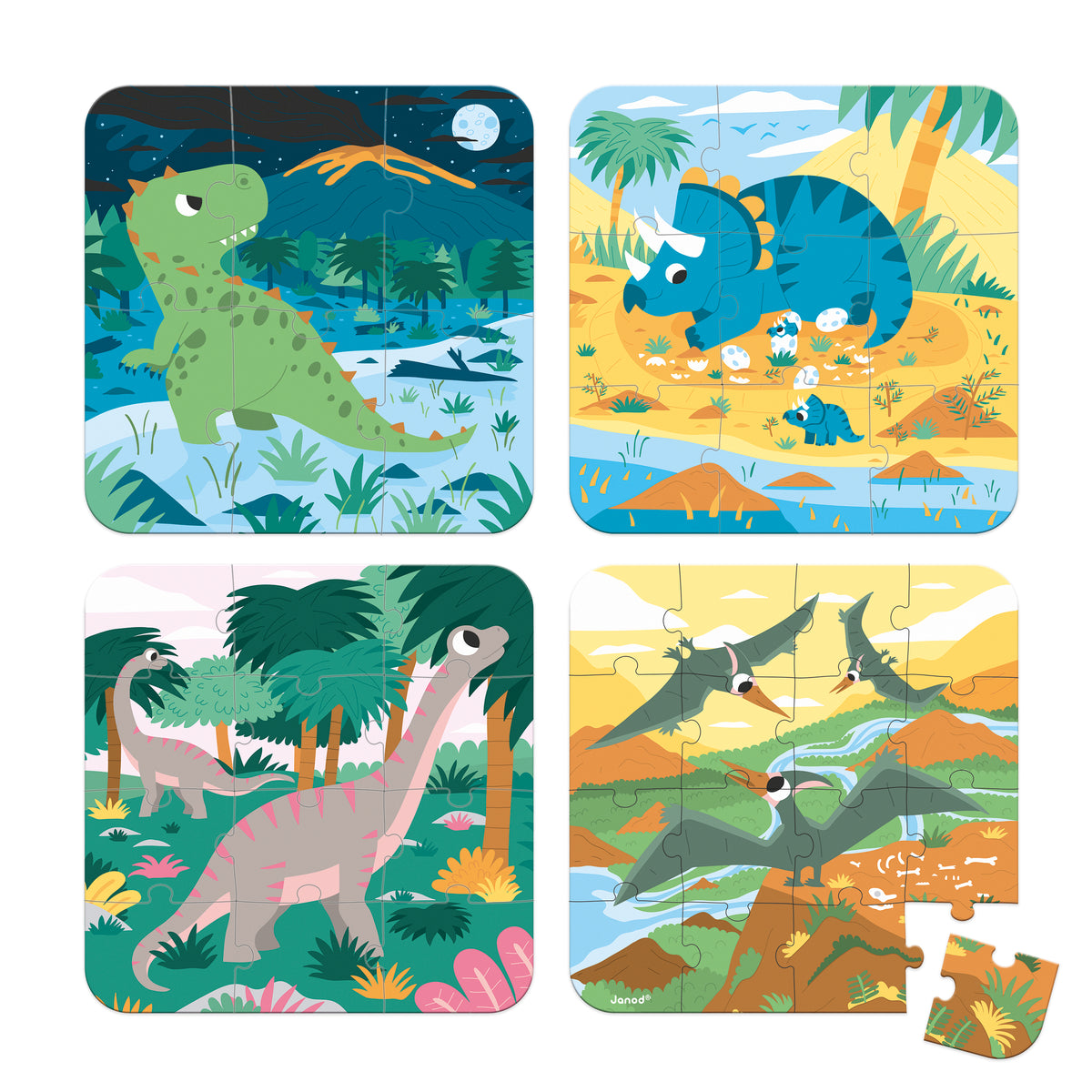 4 Puzzles de dinosaurios evolutivos Janod