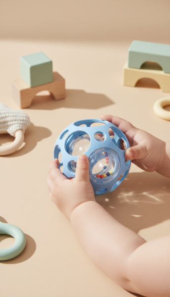 Pelota sensorial con sonajero azul Little L — imagen 4