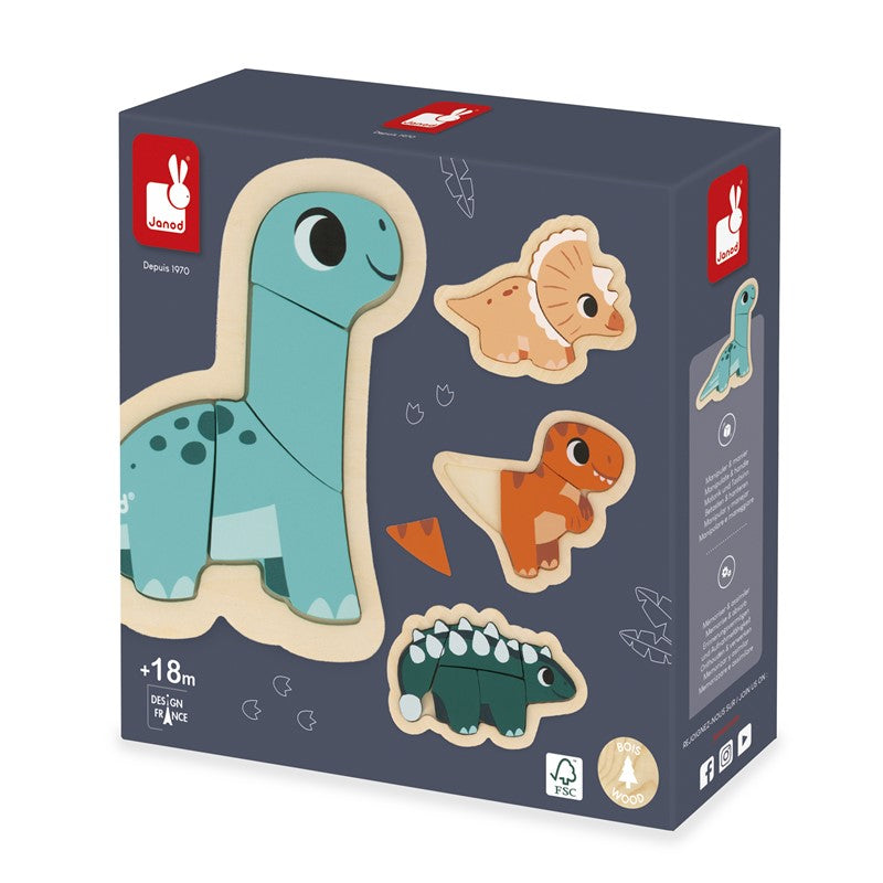 4 Puzzles evolutivos dino Janod